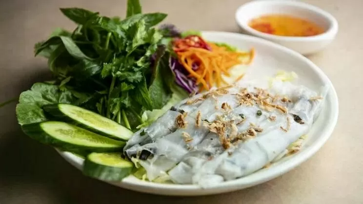 Banh Cuon (Steamed rice crepes) served at Lady Chu.