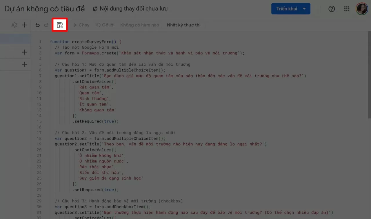 Nhấn lưu vào Google Drive.