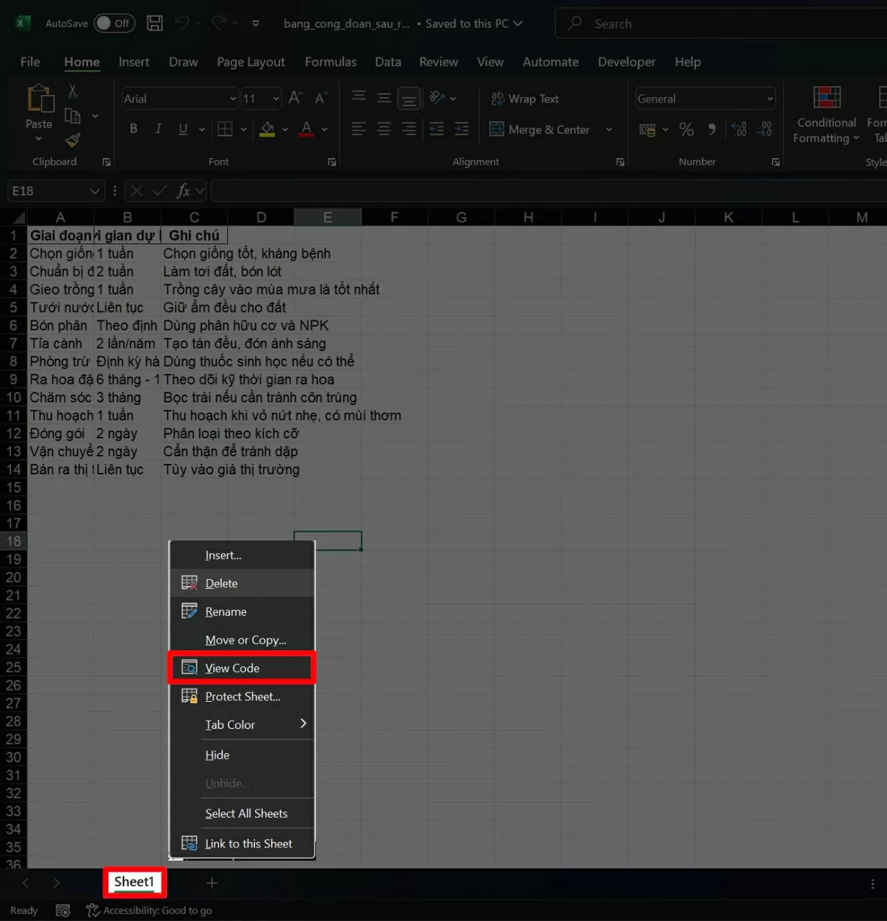 Mở file Excel cần chỉnh.