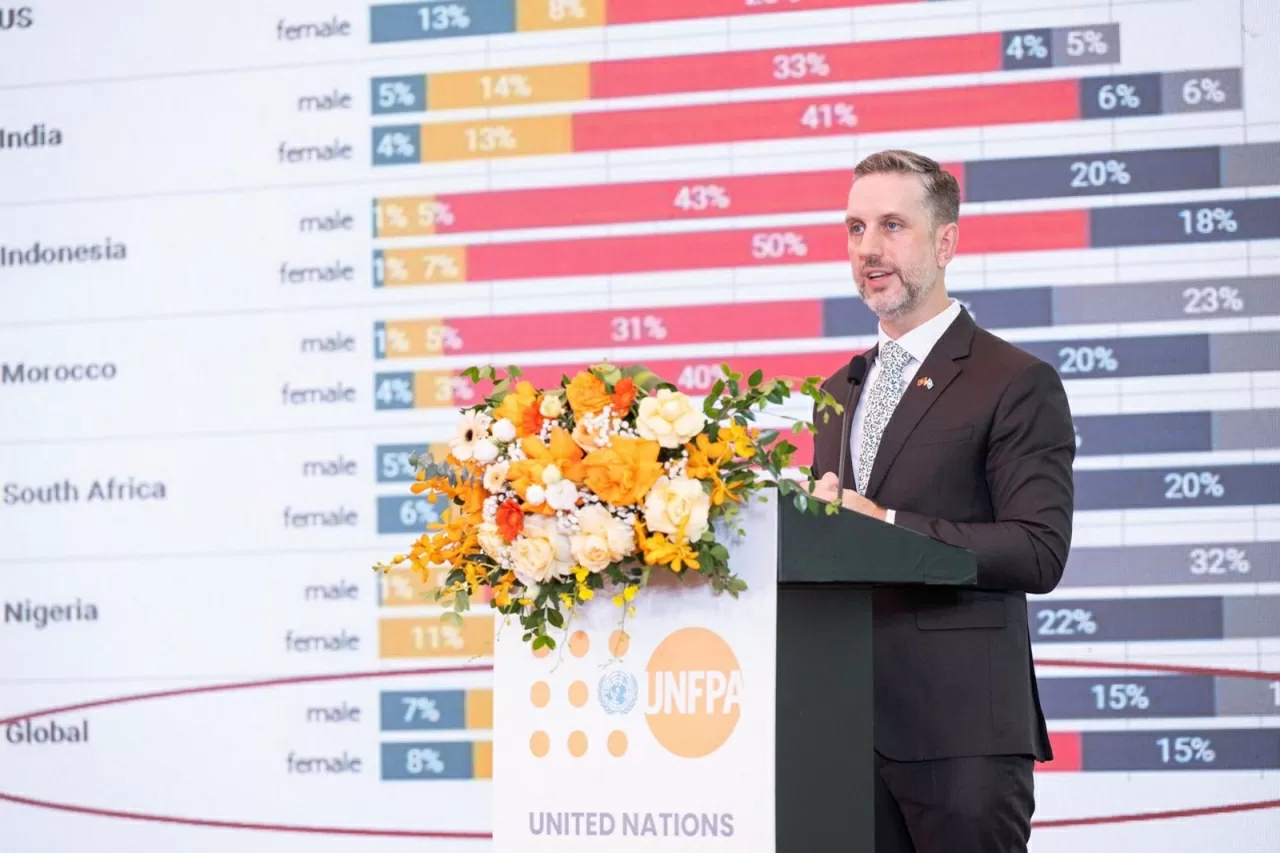 Matt Jackson, représentant de l’UNFPA au Vietnam, a salué les efforts du Vietnam pour garantir le droit à l’autodétermination reproductive. Photo : UNFPA. Matt Jackson, représentant de l’UNFPA au Vietnam, a salué les efforts du Vietnam pour garantir le droit à l’autodétermination reproductive. Photo : UNFPA.