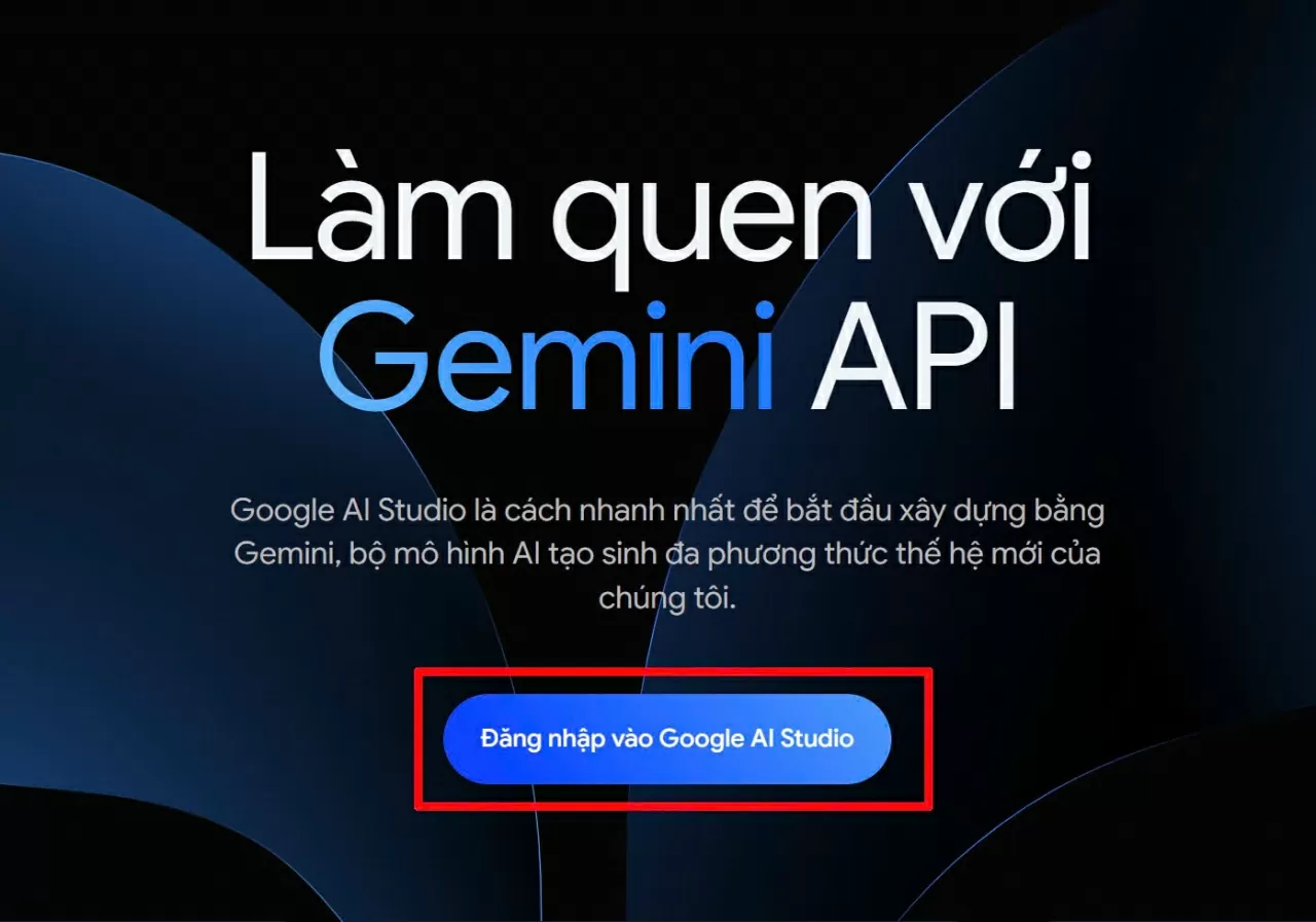 Truy cập vào trang chính của Google AI Studio.