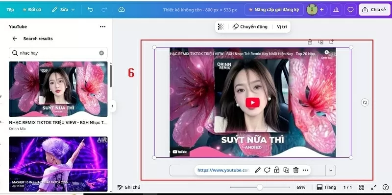 Đặt video vào vị trí phù hợp với bố cục thiết kế.