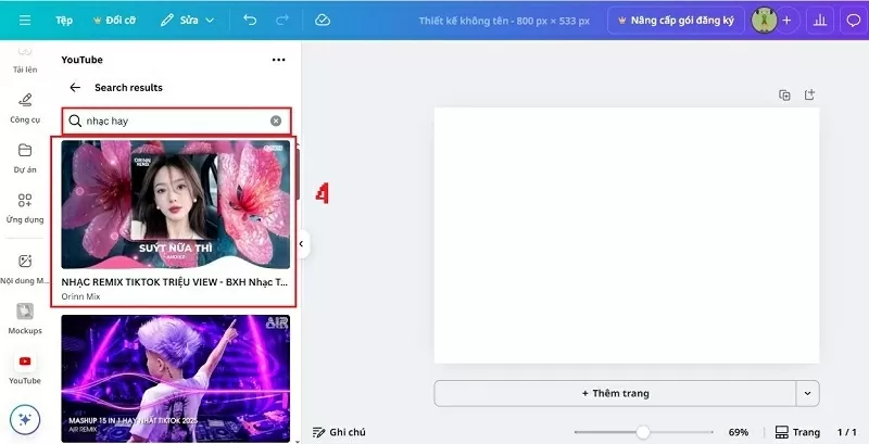 Chọn video phù hợp từ kết quả hiển thị.