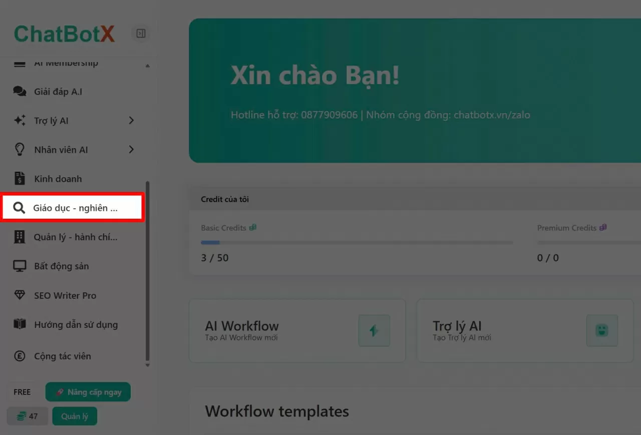 Chọn danh mục Giáo dục và phát triển để bắt đầu.