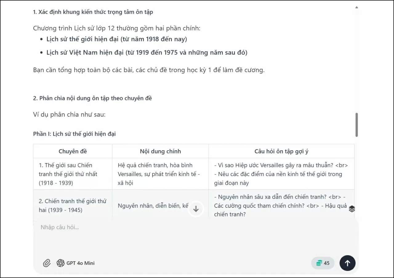 ChatbotX sẽ lập tức trả về nội dung gồm các chủ đề giảng dạy.