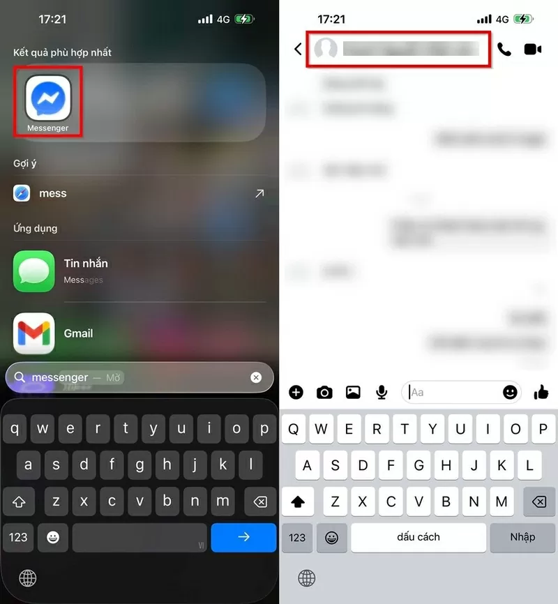 Mở ứng dụng Messenger trên điện thoại.