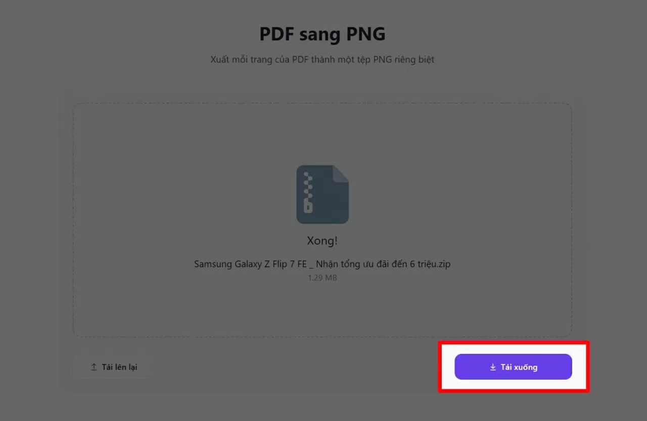 Sau khi hoàn tất, các ảnh PNG sẽ xuất hiện để bạn tải về.