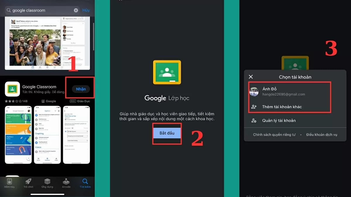 Tải và đăng nhập Google Classroom.