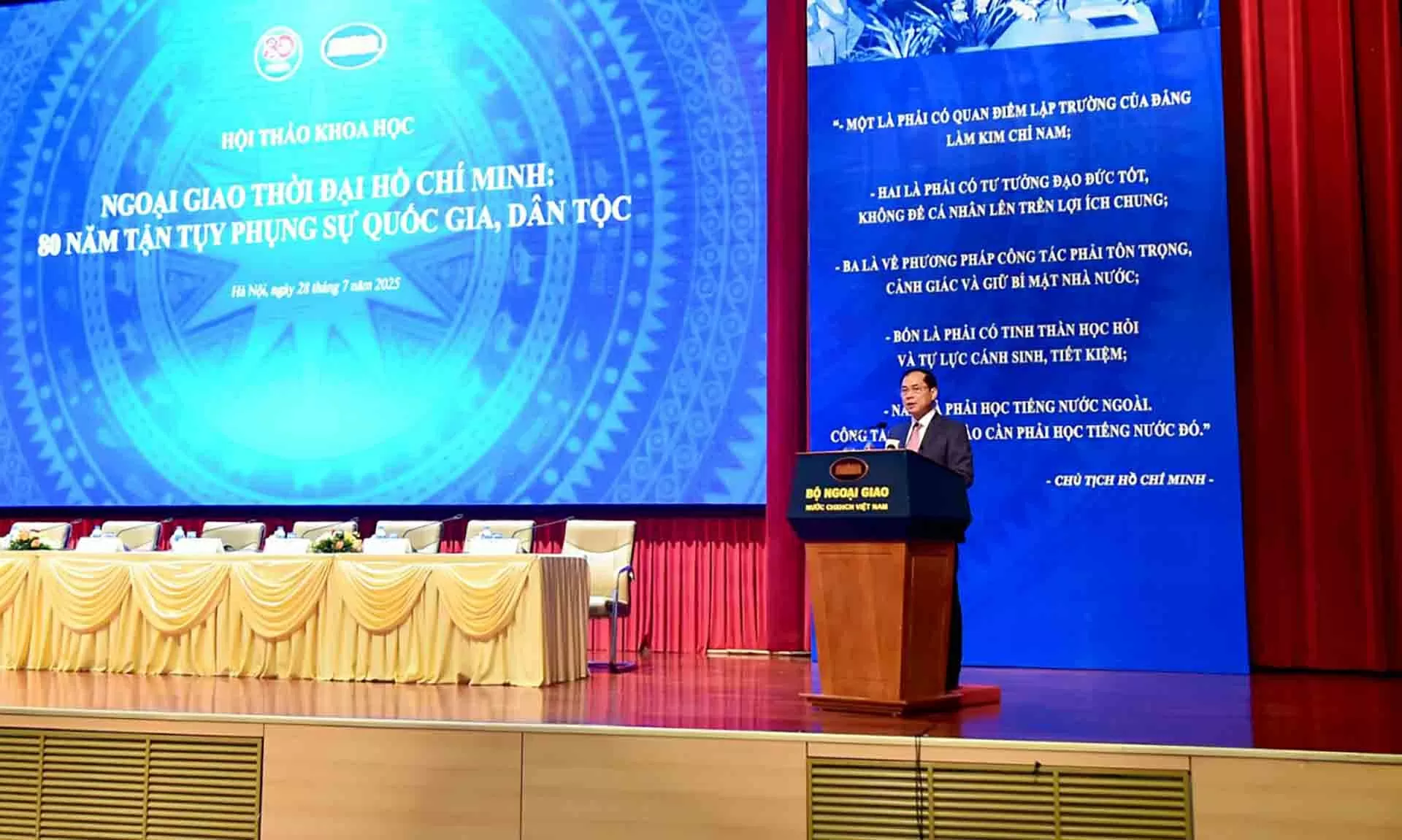Phát biểu khai mạc của Phó Thủ tướng, Bộ trưởng Ngoại giao Bùi Thanh Sơn tại Hội thảo Ngoại giao thời đại Hồ Chí Minh