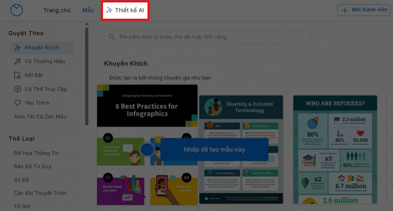 Chọn Thiết kế bằng AI (AI Designer).