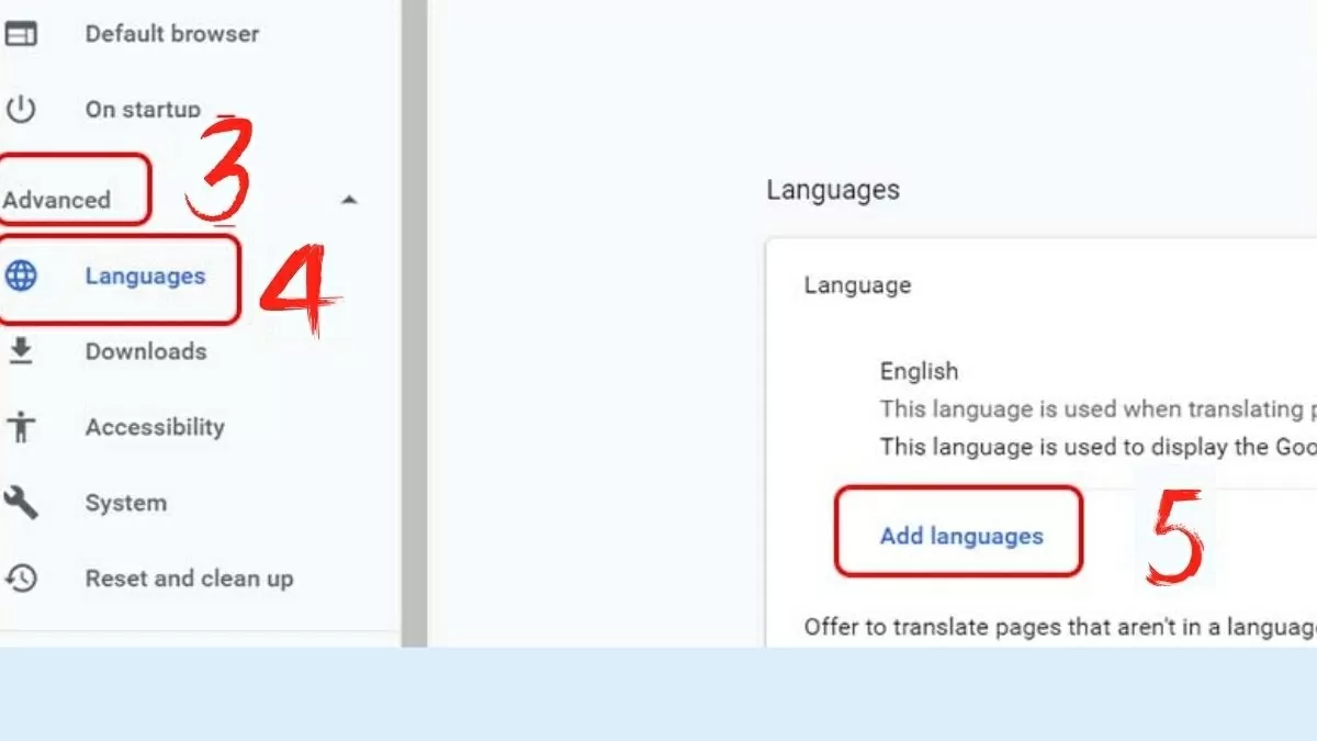 Chọn mục Ngôn ngữ (Languages)