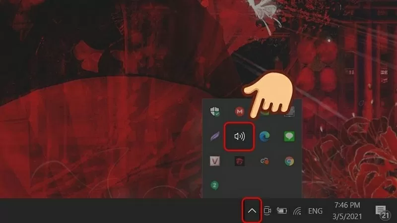 Click chuột phải vào biểu tượng loa