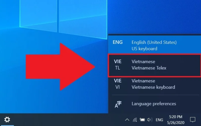 Cách chuyển giữa kiểu gõ TELEX và VNI trên Windows