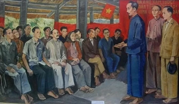 Chủ tịch Hồ Chí Minh tại Tân Trào (1945): hình ảnh Người chỉ đạo, họp bàn với lãnh đạo Việt Minh. (Ảnh tư liệu) Chủ tịch Hồ Chí Minh tại Tân Trào (1945): hình ảnh Người chỉ đạo, họp bàn với lãnh đạo Việt Minh. (Ảnh tư liệu)