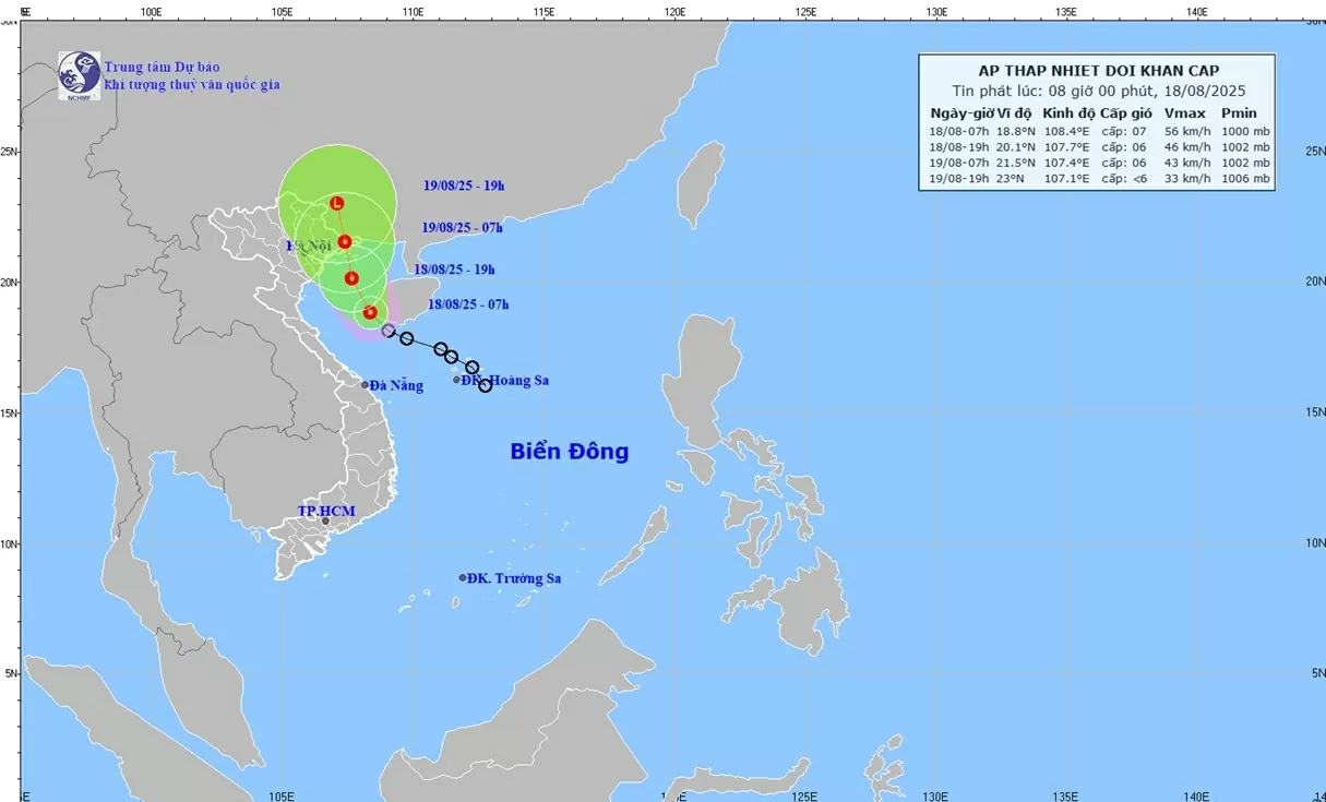 Áp thấp nhiệt đới tăng cường độ; ven biển Quảng Ninh, Hải Phòng gió mạnh lên; Đông Bắc Bộ, Thanh Hóa, Nghệ An, Hà Tĩnh, Quảng Trị mưa to đến rất to Áp thấp nhiệt đới tăng cường độ; ven biển Quảng Ninh, Hải Phòng gió mạnh lên; Đông Bắc Bộ, Thanh Hóa, Nghệ An, Hà Tĩnh, Quảng Trị mưa to đến rất to