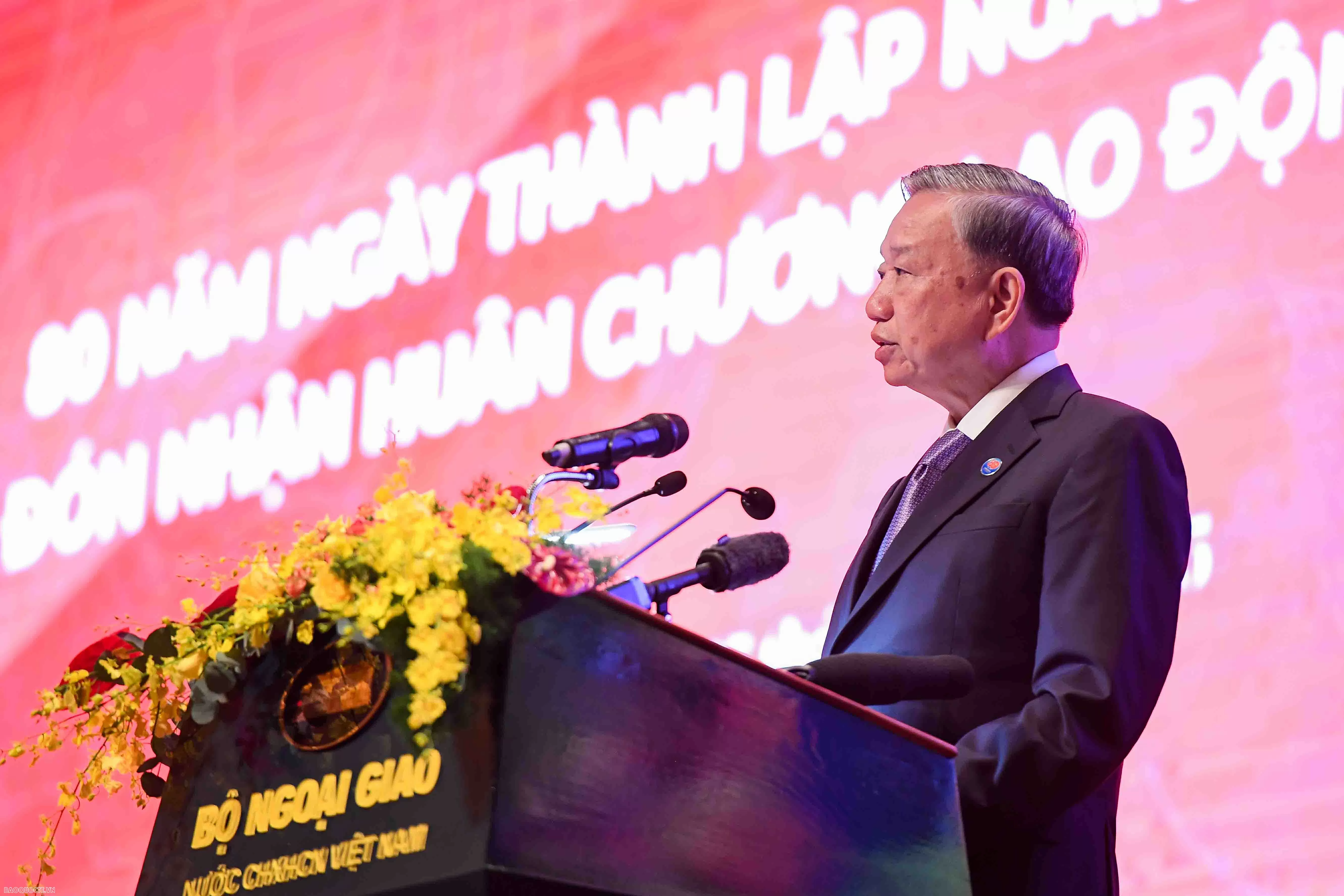 Tổng Bí thư Tô Lâm phát biểu tại lễ kỷ niệm. (Ảnh: Nguyễn Hồng)