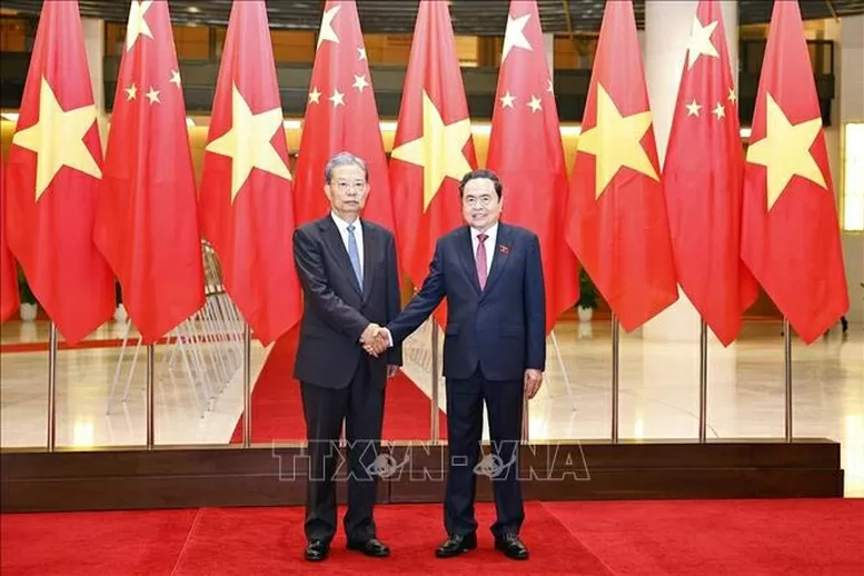 Chủ tịch Quốc hội Trần Thanh Mẫn hội đàm với Ủy viên trưởng Nhân đại toàn quốc Trung Quốc Triệu Lạc Tế