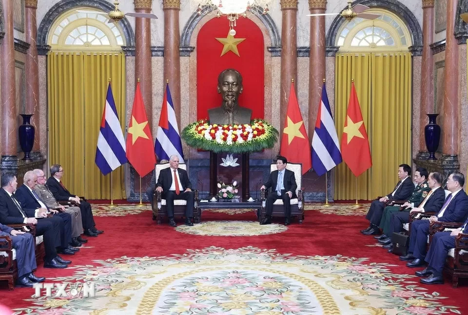Bí thư thứ nhất, Chủ tịch nước Cuba Miguel Diaz-Canel Bermudez hội kiến Chủ tịch nước Lương Cường Bí thư thứ nhất, Chủ tịch nước Cuba Miguel Diaz-Canel Bermudez hội kiến Chủ tịch nước Lương Cường