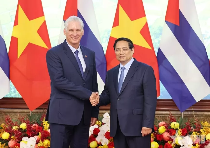 Thủ tướng Phạm Minh Chính hội kiến Bí thư Thứ nhất, Chủ tịch nước Cộng hòa Cuba Miguel Díaz-Canel Bermúdez Thủ tướng Phạm Minh Chính hội kiến Bí thư Thứ nhất, Chủ tịch nước Cộng hòa Cuba Miguel Díaz-Canel Bermúdez