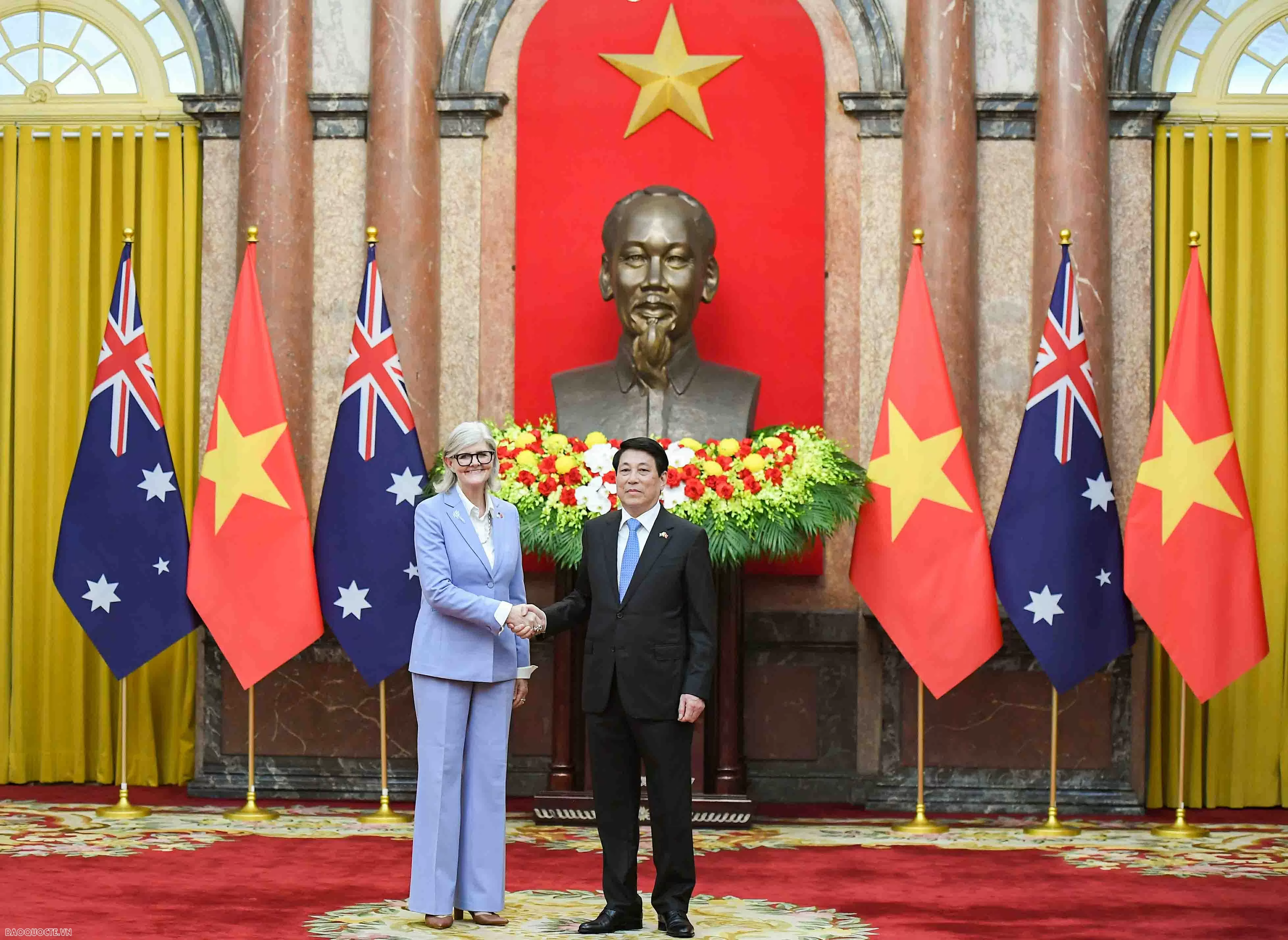 Chủ tịch nước Lương Cường và Phu nhân chủ trì lễ đón chính thức Toàn quyền Australia và Phu quân