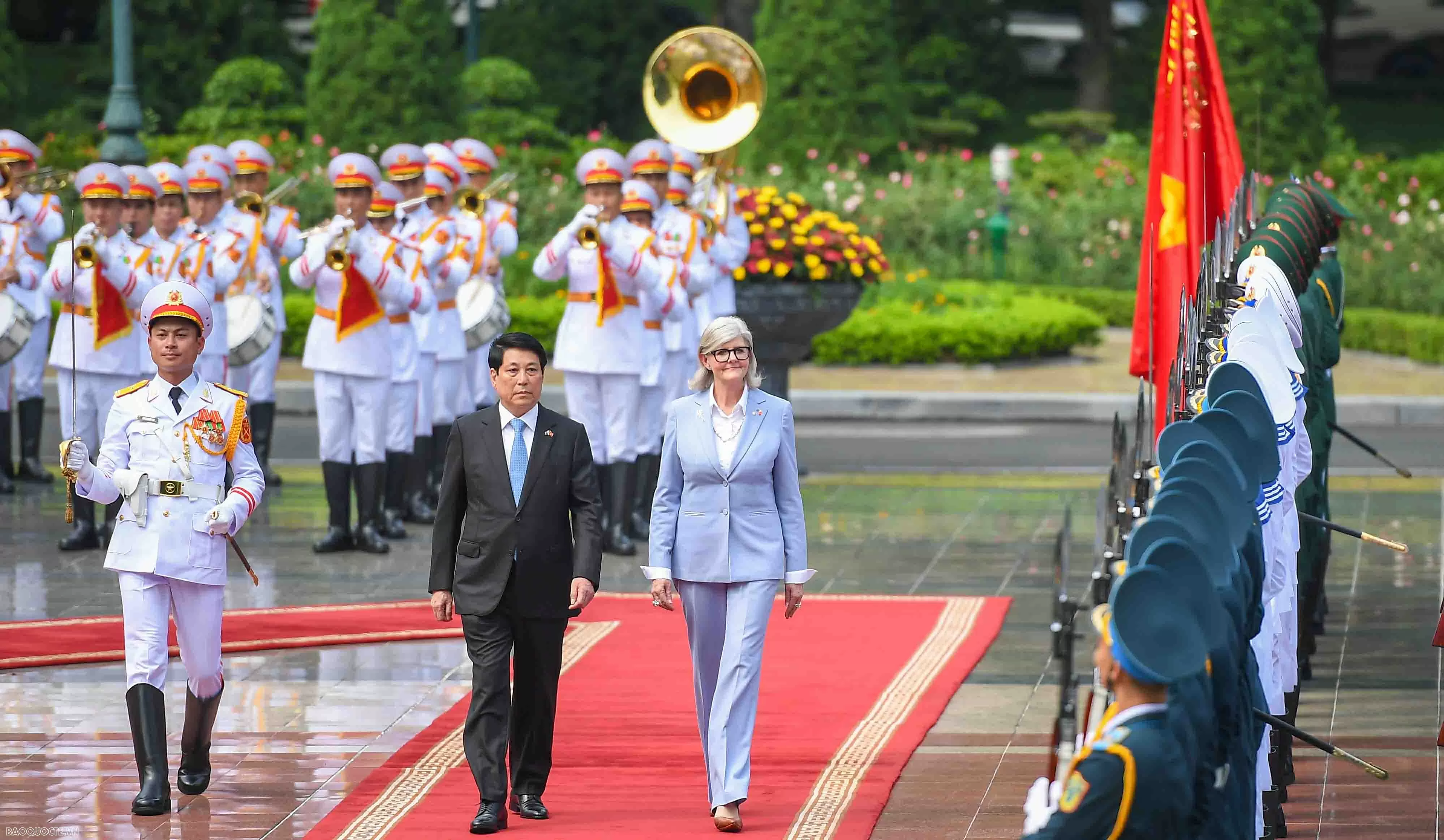 Chủ tịch nước Lương Cường và Phu nhân chủ trì lễ đón chính thức Toàn quyền Australia và Phu quân Chủ tịch nước Lương Cường và Phu nhân chủ trì lễ đón chính thức Toàn quyền Australia và Phu quân