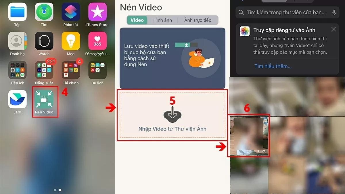Tải video lên ứng dụng.