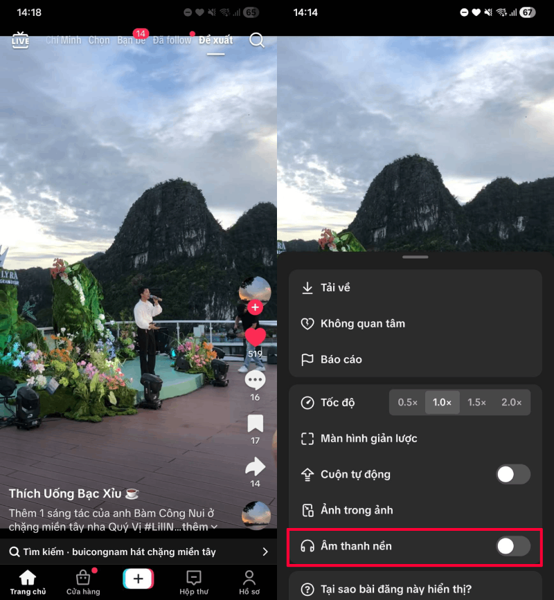 Tại video có nhạc bạn muốn nghe, nhấn giữ và chọn Âm thanh nền.