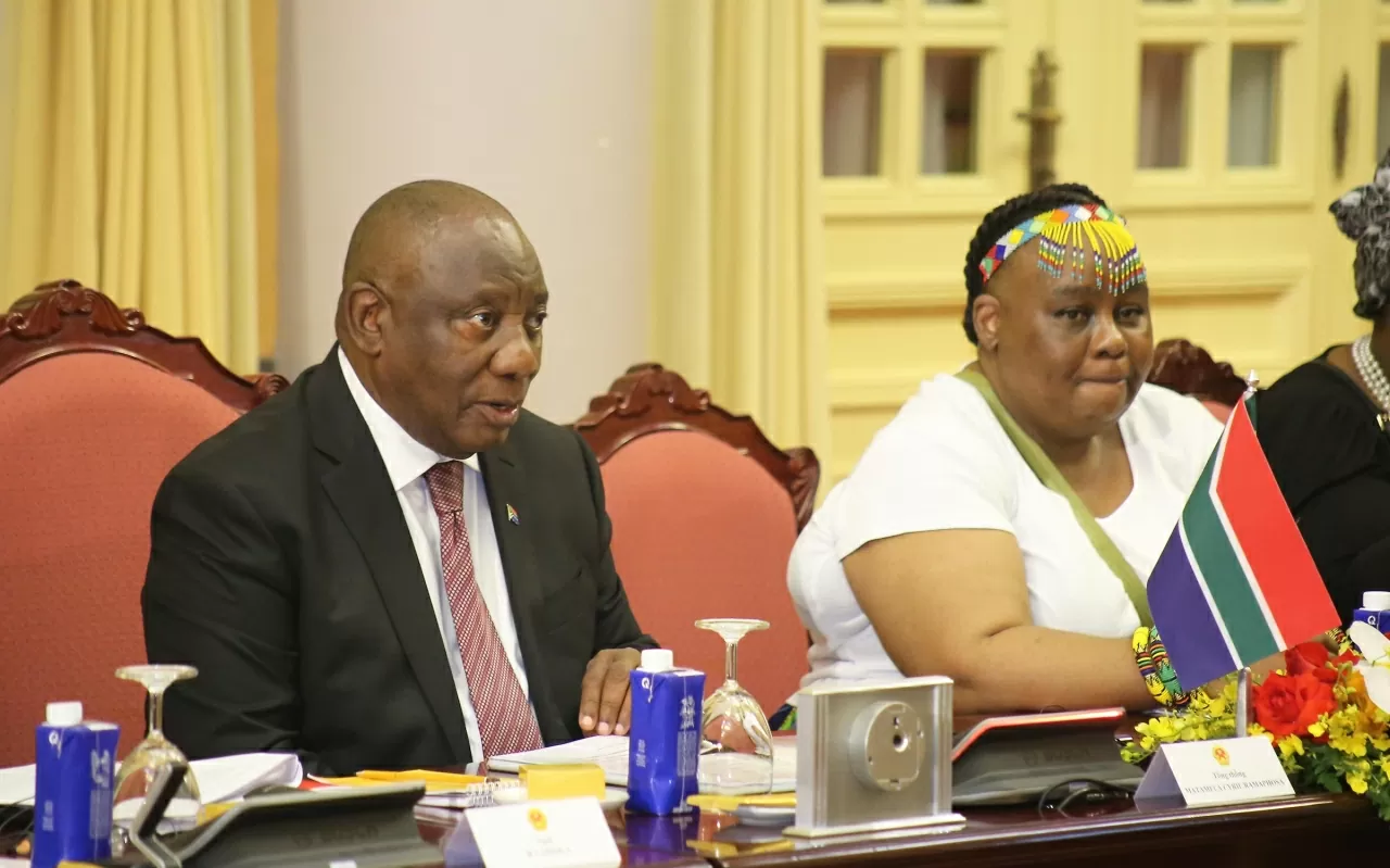 Tổng thống Matamela Cyril Ramaphosa phát biểu tại Hội đàm. (Ảnh: Thành Long)