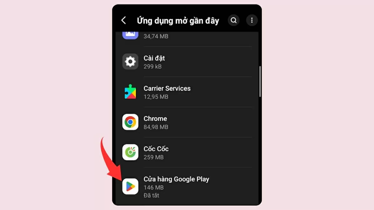Tìm và chọn Cửa hàng Google Play..
