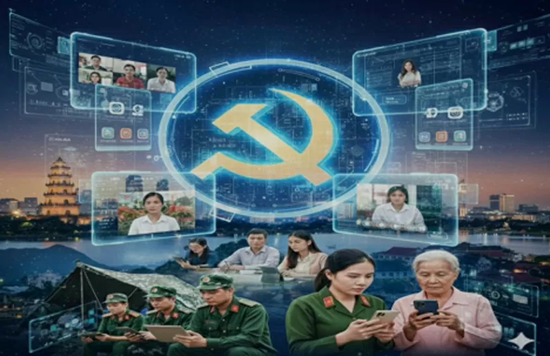 Hình ảnh được tạo bằng AI: Ứng dụng công nghệ thông tin và những mô hình mới nhằm cải tiến sinh hoạt đảng và quản lý đảng viên; Những mô hình mới về hình thức sinh hoạt đảng đối với Chi bộ,  Đảng bộ cơ sở ở nơi đặc thù hoặc trong hoàn cảnh đặc biệt