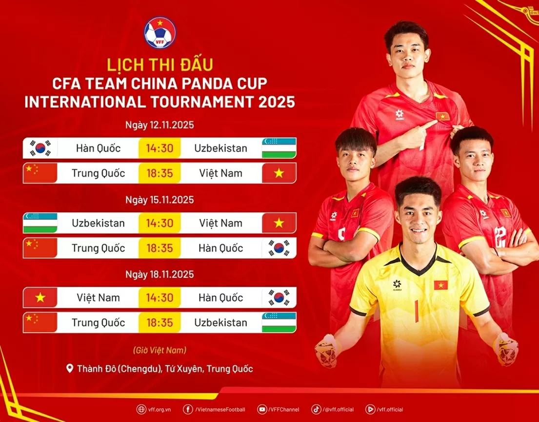 U22 Việt Nam gặp 3 đối thủ mạnh trước SEA Games 33 U22 Việt Nam gặp 3 đối thủ mạnh trước SEA Games 33