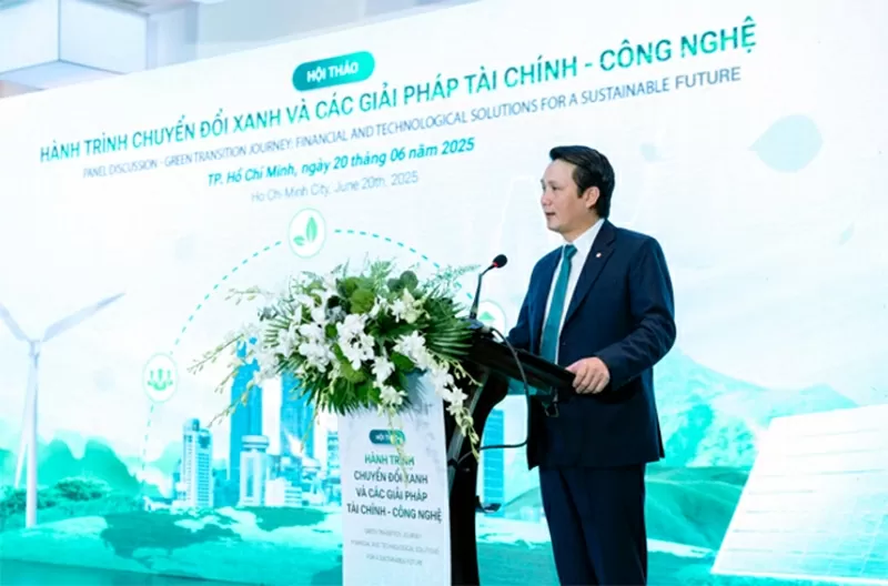 Đồng chí Trần Long - Ủy viên Ban chấp hành Đảng bộ, Phó Tổng Giám đốc BIDV tham gia Hội thảo Hành trình chuyển đổi xanh và các giải pháp Tài chính – Công nghệ tại Thành phố Hồ Chí Minh ngày 20/6/2025