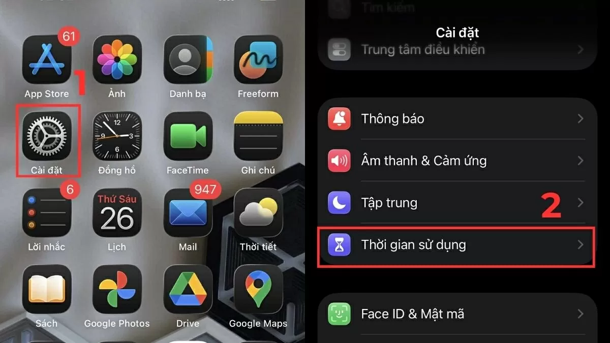 Mở phần Cài đặt (Settings).