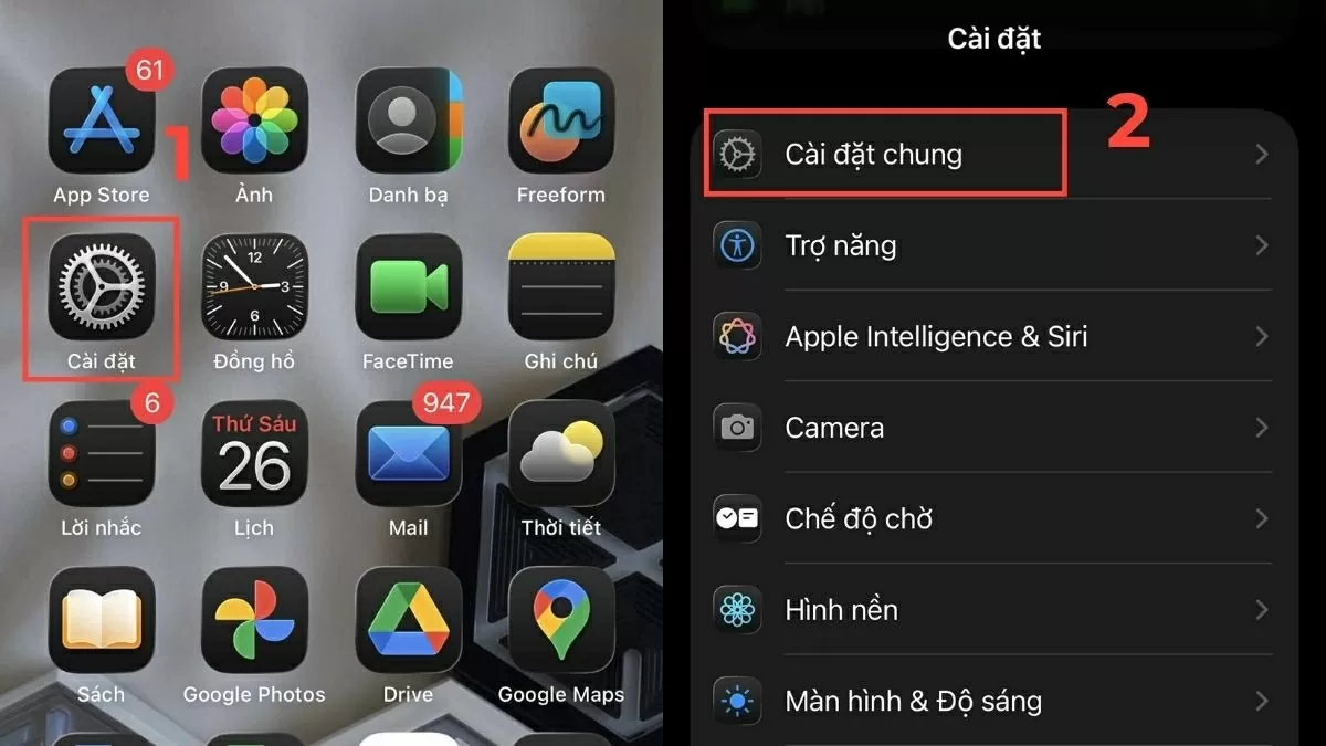 Truy cập Cài đặt và đặt lại iPhone.