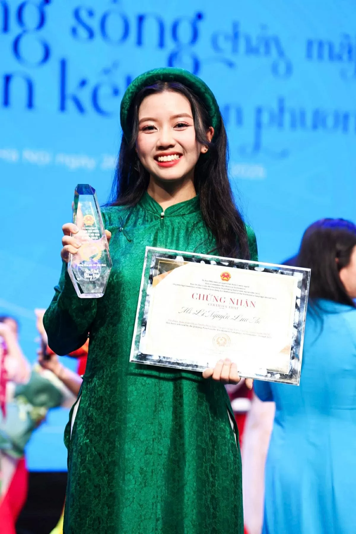 Nguyễn Lưu An tại Lễ tôn vinh Sứ giả tiếng Việt ở nước ngoài năm 2025. (Ảnh NVCC)