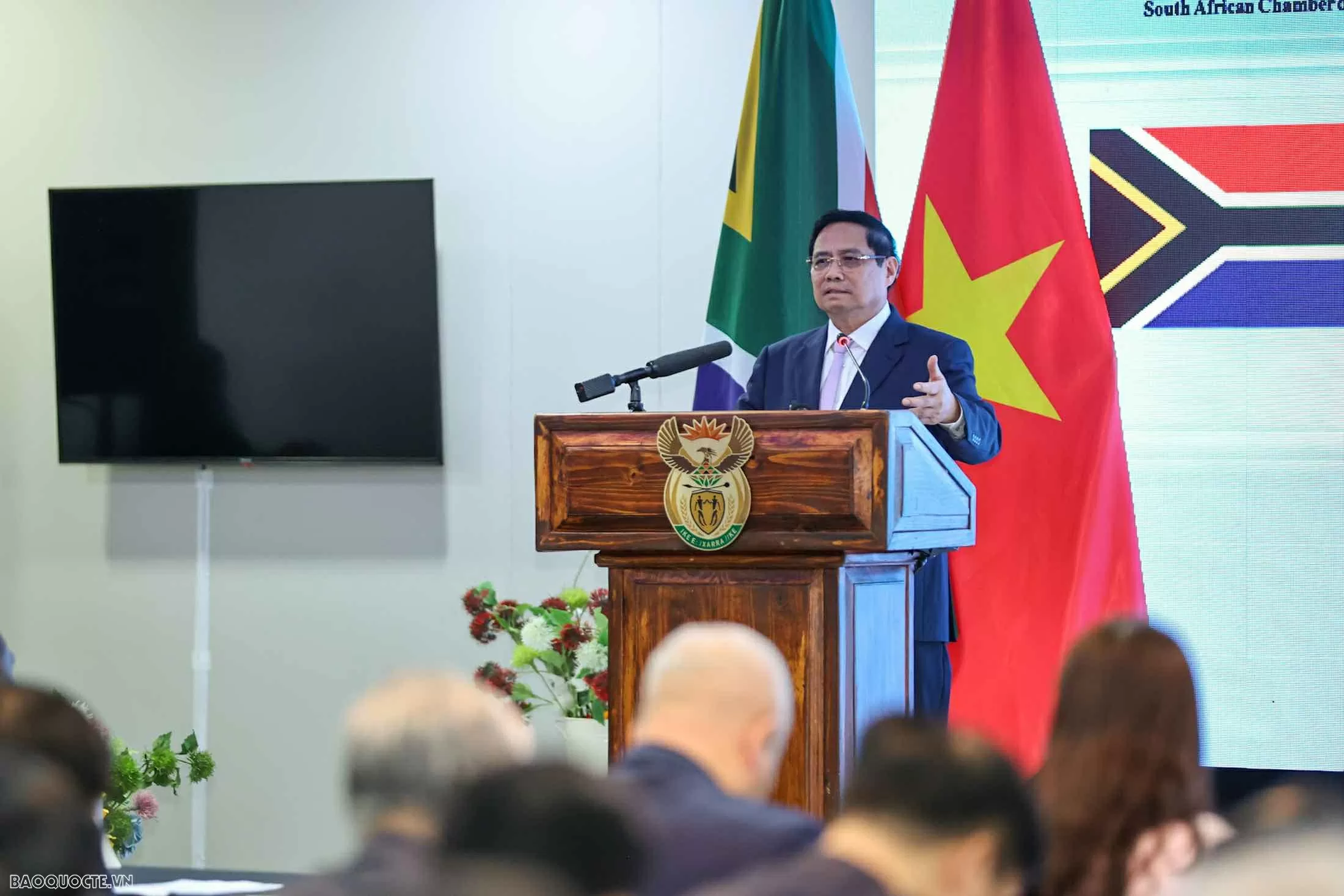 Thủ tướng Phạm Minh Chính kêu gọi doanh nghiệp Việt Nam-Nam Phi gặp gỡ - kết nối – hành động, ra sản phẩm