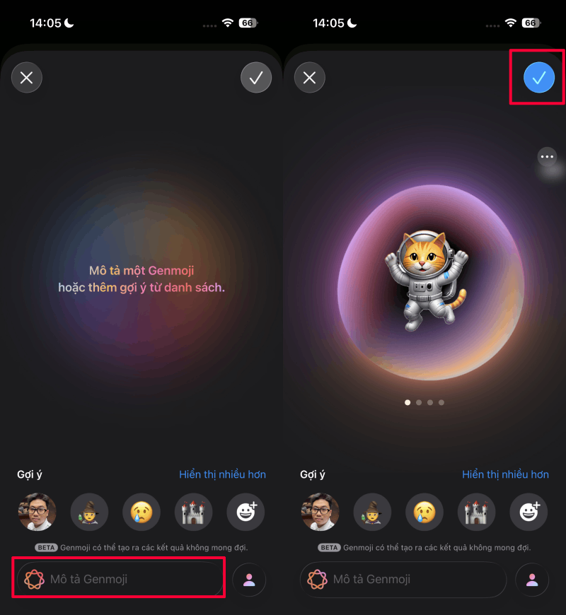 Tiếp theo, nhập mô tả chi tiết cho Genmoji mà bạn muốn tạo .