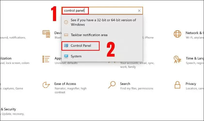 Mở Control Panel.