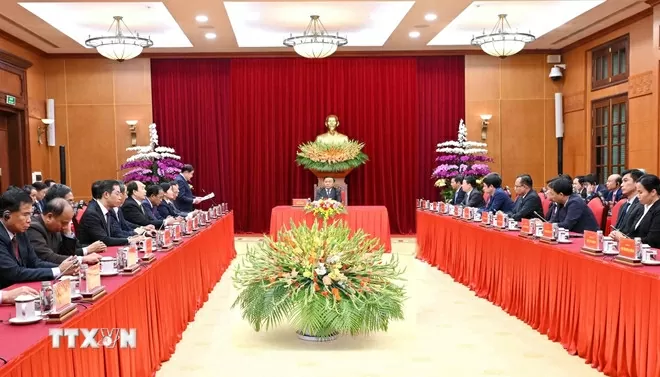 Ủy viên Bộ Chính trị, Thường trực Ban Bí thư Trần Cẩm Tú tiếp đoàn cán bộ cao cấp Đảng Nhân dân Cách mạnh Lào Ủy viên Bộ Chính trị, Thường trực Ban Bí thư Trần Cẩm Tú tiếp đoàn cán bộ cao cấp Đảng Nhân dân Cách mạnh Lào