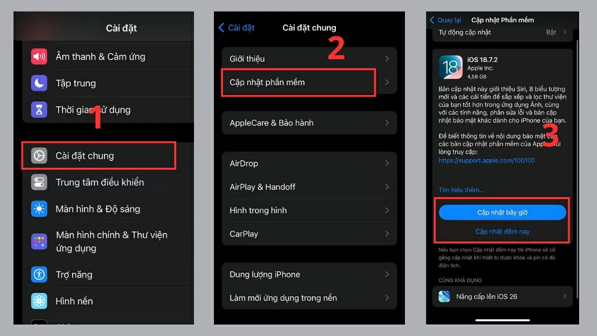 Cập nhật phiên bản iOS mới nhất hiện nay.
