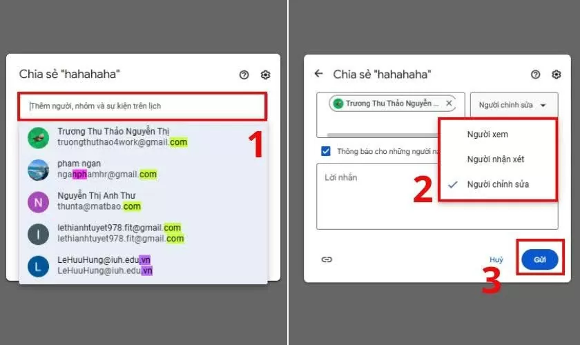 Thêm người dùng bằng email.