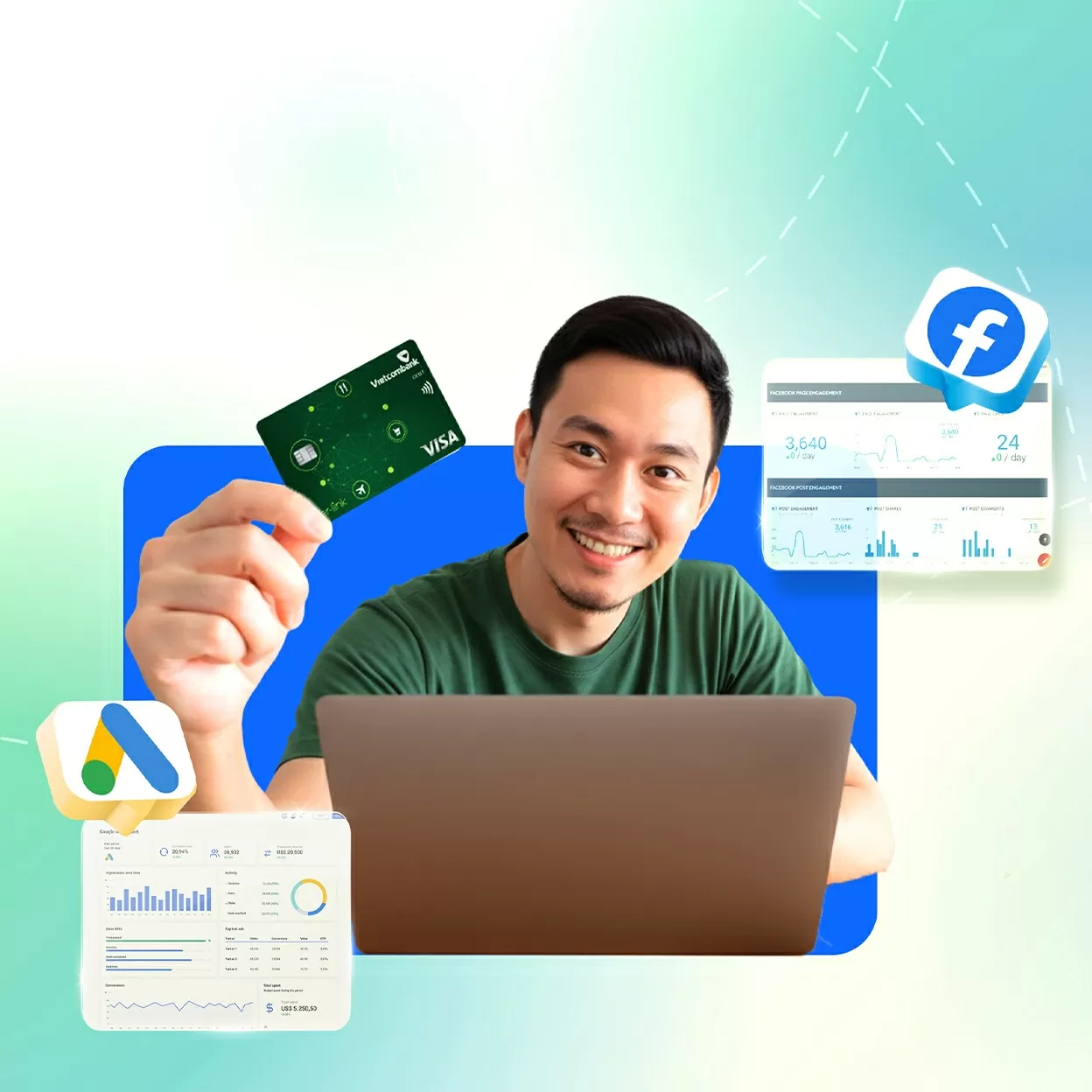 Chạy Ads không lo phí 'chát': Vietcombank đồng hành cộng đồng marketing, quảng cáo mùa cao điểm