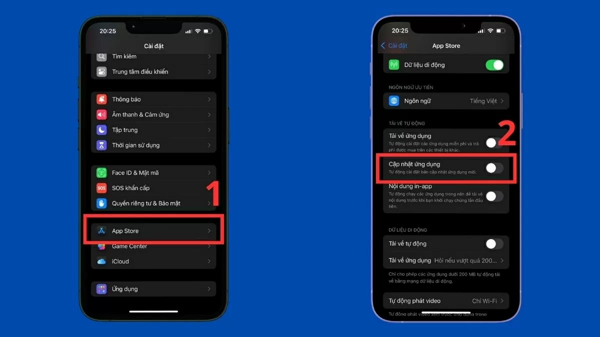 Bạn phải mở Cài đặt, chọn App Store. Bạn phải mở Cài đặt, chọn App Store.