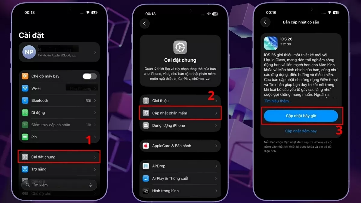 Kiểm tra và cập nhật iOS.
