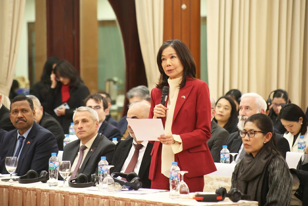 Điều phối viên thường trú Liên hợp quốc tại Việt Nam Pauline Tamesis đánh giá cao những thành tựu mà Việt Nam đã làm dược trong kỳ Đại hội vừa qua. (Ảnh: Thành Long)