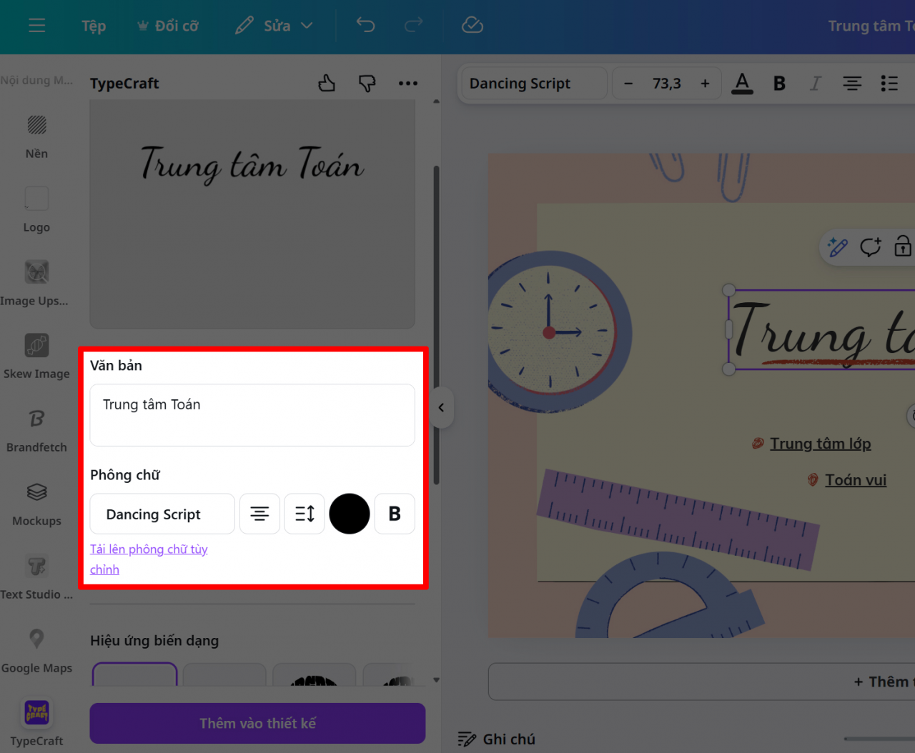 Khi giao diện TypeCraft xuất hiện, nhập nội dung chữ bạn muốn tạo. Khi giao diện TypeCraft xuất hiện, nhập nội dung chữ bạn muốn tạo.