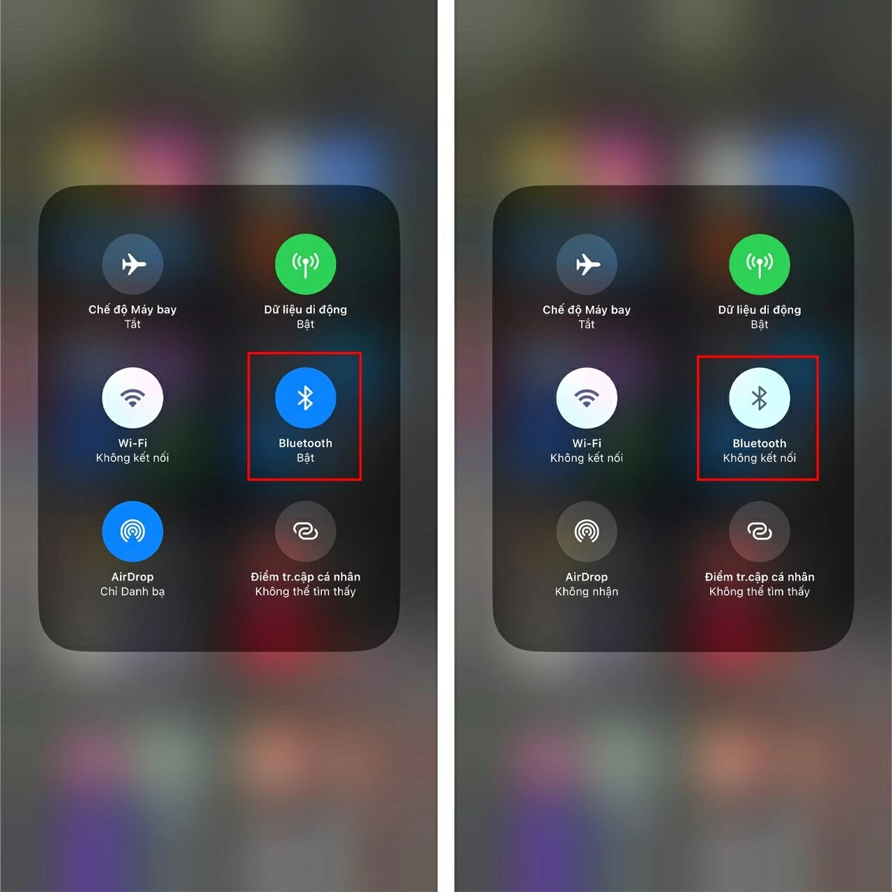 Tiến hành tắt và bật lại Bluetooth trên iPhone.