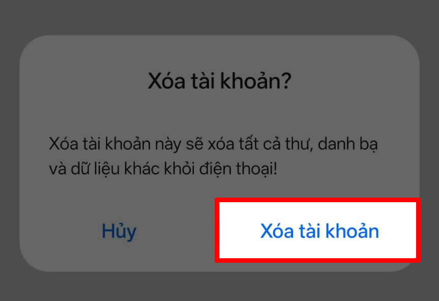 Hệ thống sẽ yêu cầu xác nhận lần cuối. 