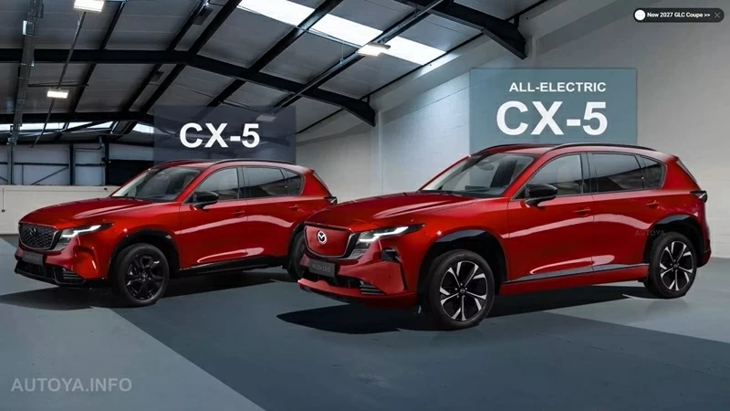 Mazda CX-5 bản thuần điện trong bản dựng kỹ thuật số với thiết kế đầu xe kín, loại bỏ lưới tản nhiệt truyền thống. Mazda CX-5 bản thuần điện trong bản dựng kỹ thuật số với thiết kế đầu xe kín, loại bỏ lưới tản nhiệt truyền thống.