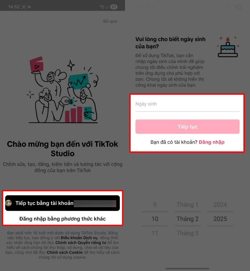 Mở TikTok Studio, tiến hành đăng nhập bằng tài khoản TikTok đang sử dụng. Mở TikTok Studio, tiến hành đăng nhập bằng tài khoản TikTok đang sử dụng.